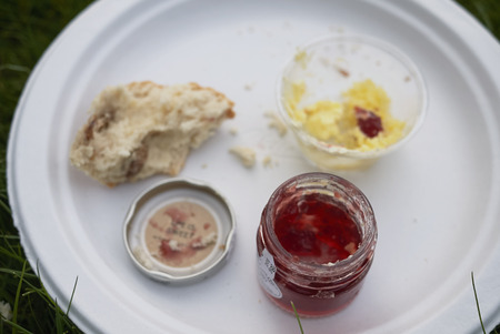 Scone with jam and butterの写真素材