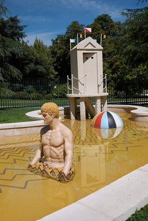 Milan, Italy - July 29, 2017: "I bagni misteriosi" art piece designed by Giorgio De Chiricoのeditorial素材