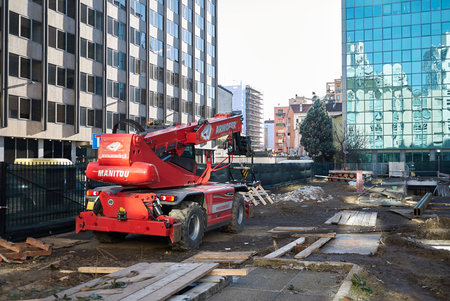 Milan, Italy - December 17, 2017 : Construction machinery