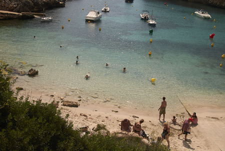 Minorca, Balearic Islands, Spain - September 06, 2013 : View of the bay of Cala Canuttelsのeditorial素材