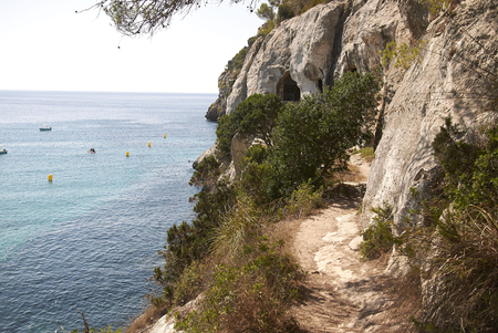 Minorca, Balearic Islands, Spain - September 05, 2013 : View of Cala Macarella, Minorca&#xD;のeditorial素材
