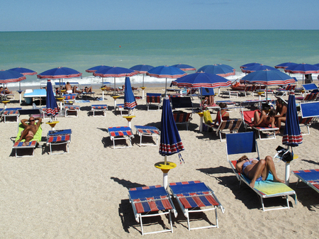 Numana, Italy - August 29, 2010 : Beach in Numanaのeditorial素材