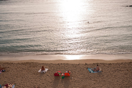 Gallipoli,Italy - September 04, 2012 : View from above of the beach of Gallipoli
