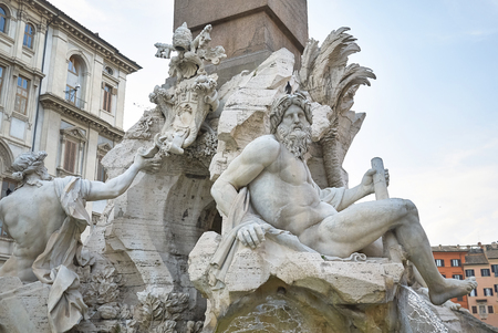 Rome, Italy - June 27, 2017 : Fountain of the Four Riversのeditorial素材