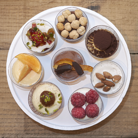 Small glasses with ice cream dessertの写真素材