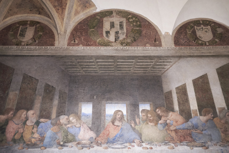 Milan, Italy - Novenber 30, 2016 : Details of 'The Last Supper' (Cenacolo Vinciano)のeditorial素材