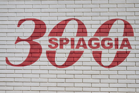 Milano Marittima, Italy - July 31, 2017: Beach club logoのeditorial素材