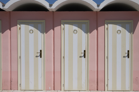 Milano Marittima, Italy - July 31,2017: Beach club changing roomsのeditorial素材