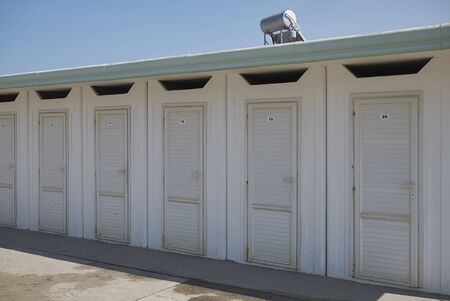 Milano Marittima, Italy - July 24, 2017: Beach club changing roomsのeditorial素材