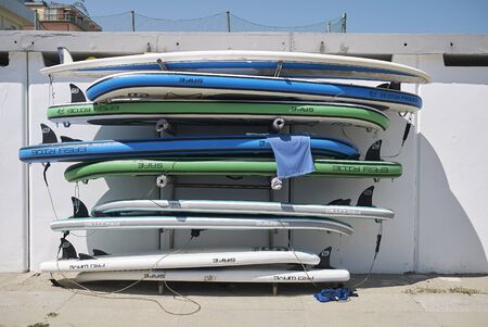 Milano Marittima, Italy - July 31,2017: surf boardsのeditorial素材