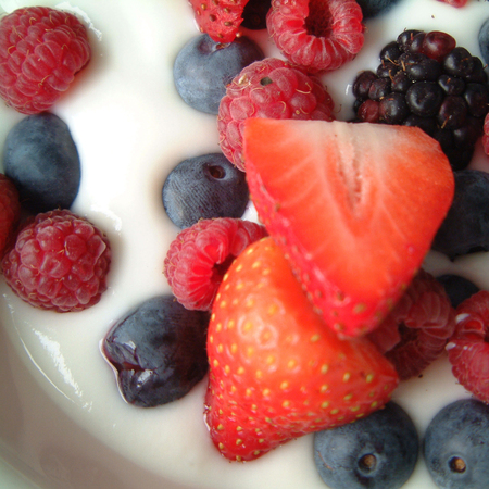 Yogurt and berriesの写真素材