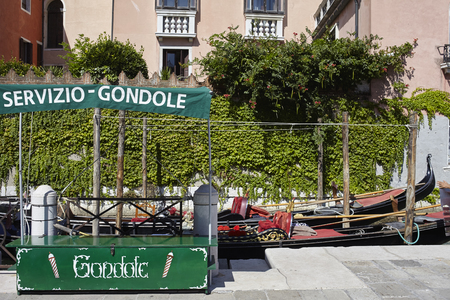 Venezia, Italy - September 08, 2015 : Gondola boat service box in Canal Grande (Accademia ferry stop)のeditorial素材