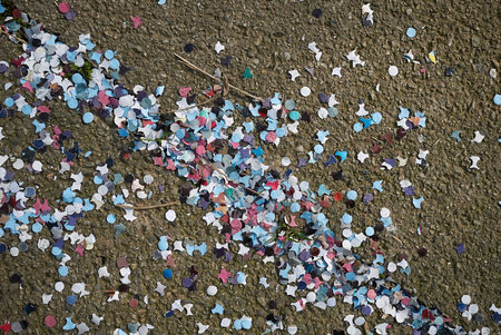Colorful confetti in a parkの写真素材