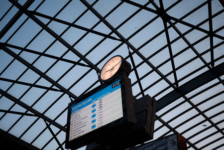 Amsterdam, Netherlands - May 16, 2018: Glass ceiling and bus stops in Centraal station