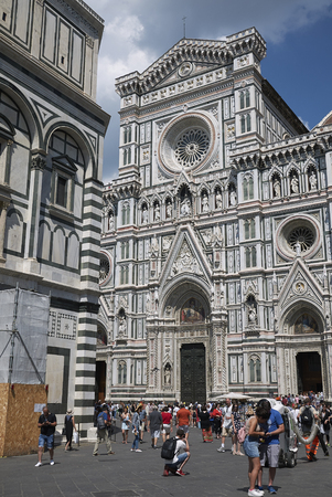 Firenze, Italy - June 21, 2018 : View of Florence Cathedral (Cattedrale di Santa Maria del Fiore) and Giotto bell towerのeditorial素材
