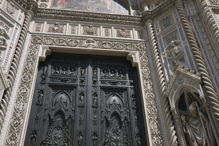Firenze, Italy - June 21, 2018 : View of Florence Cathedral (Cattedrale di Santa Maria del Fiore) main portal by Augusto Passagliaのeditorial素材