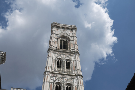 Firenze, Italy - June 21, 2018 : View of Giotto bell tower in Florence Cathedral (Cattedrale di Santa Maria del Fiore)のeditorial素材