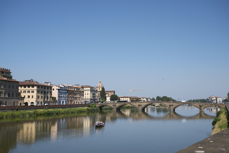 Firenze, Italy - June 21, 2018 : View of Ponte alla Carraiaのeditorial素材