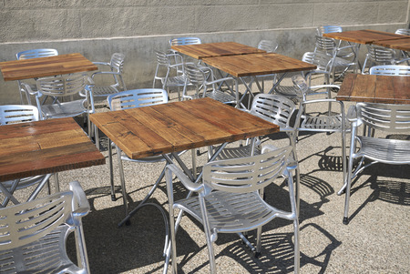 Firenze, Italy - June 21, 2018 : Outdoors cafe tablesのeditorial素材