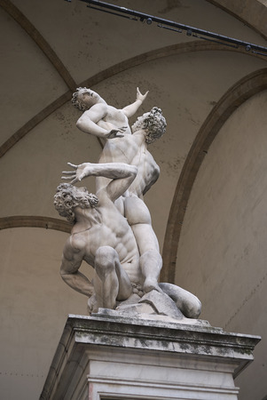 Firenze, Italy - June 21, 2018 : Statue in Loggia dei Lanzi (The Rape of the Sabine Women)のeditorial素材