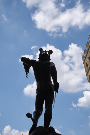 Firenze, Italy - June 21, 2018 : Statue in Loggia dei Lanzi (Perseus with the Head of Medusa)のeditorial素材