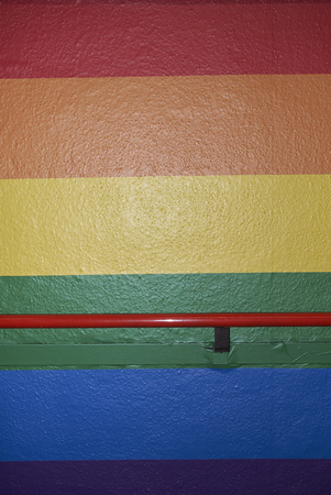 Milan, Italy - July 11, 2018 : Rainbow flag wallpaper at Porta venezia underground stationのeditorial素材