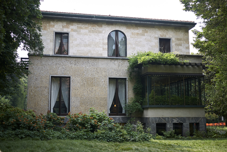 Milan, Italy - July 12, 2018 : View of Villa Necchi Campiglio by Piero Portaluppiのeditorial素材