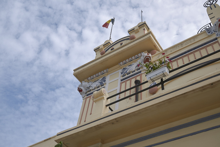 Modello, Italy - September 10, 2018 : details of the 'antico stabilimento balneare' of Mondelloのeditorial素材