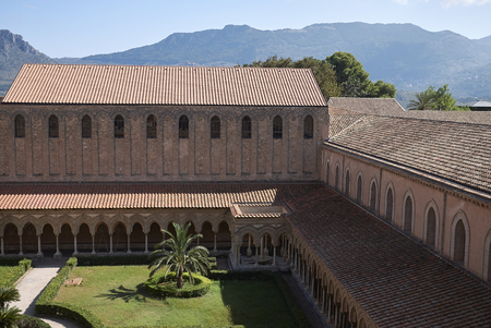 Monreale, Italy - September 11, 2018 : Monreale cathedral cloisterのeditorial素材