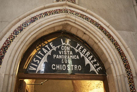 Monreale, Italy - September 11, 2018 : Panoramic tour entrance of Monreale cathedralのeditorial素材