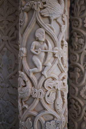 Monreale, Italy - September 11, 2018 : Details of Monreale cathedral cloisterのeditorial素材