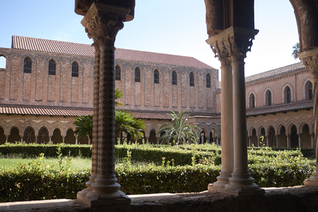 Monreale, Italy - September 11, 2018 : Monreale cathedral cloisterのeditorial素材