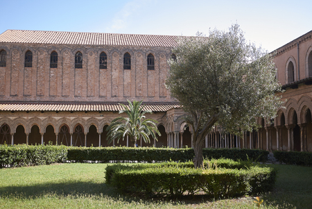 Monreale, Italy - September 11, 2018 : Monreale cathedral cloisterのeditorial素材
