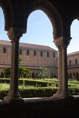 Monreale, Italy - September 11, 2018 : Monreale cathedral cloisterのeditorial素材