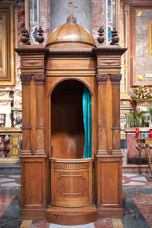 Palermo, Italy - September 08, 2018 : Confessional at the church of San Giuseppe dei Teatiniのeditorial素材