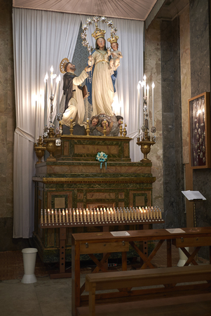Palermo, Italy - September 07, 2018 : Madonna del Rosario col Bambino e San Domenico chapel at Church of Saint Dominicのeditorial素材