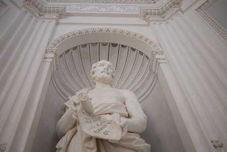 Palermo, Italy - September 06, 2018 : View of Theophrastus statue at Palermo Botanical Gardensのeditorial素材