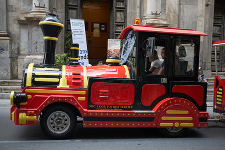 Palermo, Italy - September 07, 2018 : Touristic train tour