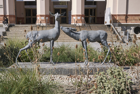 Milano, Italy - September 26, 2018 : Sculpture in front of Natural Science Museumのeditorial素材