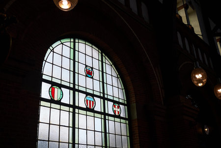 Copenhagen, Denmark - October 09, 2018: View of a decorated window in copenhagen central station