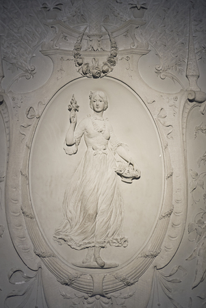 Copenhagen, Denmark - October 09, 2018: detail of Ny Carlsberg Glyptotek wall decorationのeditorial素材