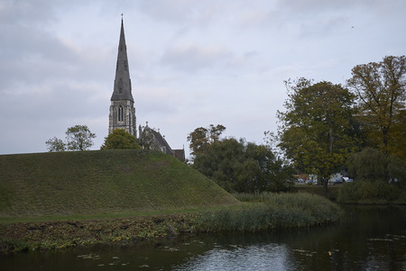 Copenhagen, Denmark - October 09, 2018 : View of St Alban church in Copenhagenの写真素材