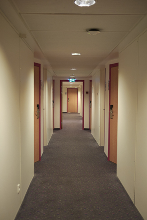 Copenhagen, Denmark - October 09, 2018 : View of an empty corridorのeditorial素材