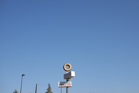 Copenhagen, Denmark - October 11, 2018 : View of neon donut sign from the USA at Superkilen parkのeditorial素材