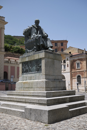 Cosenza, Italy - June 12, 2018 : View of Bernardino Telesio statue in Piazza XV marzoの写真素材