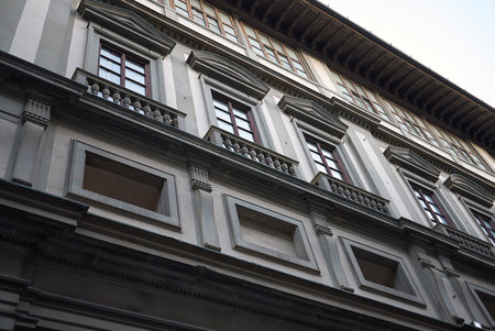Florence, Italy - February 27, 2019 : View of the Uffizi Gallery