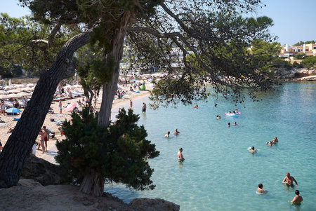 Ibiza, Spain - September 01, 2019  : View of Port d es torrent beachのeditorial素材