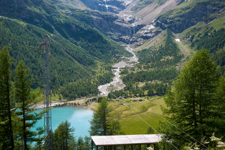 Alp Grum, Switzerland - July 21, 2020: View of Lake Palu in Alpe Grumのeditorial素材