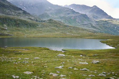 View of Lago Nero from Bernina passの写真素材