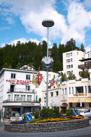 Saint Moritz, Switzerland - July 22, 2020: View of Saint Moritz city centerのeditorial素材
